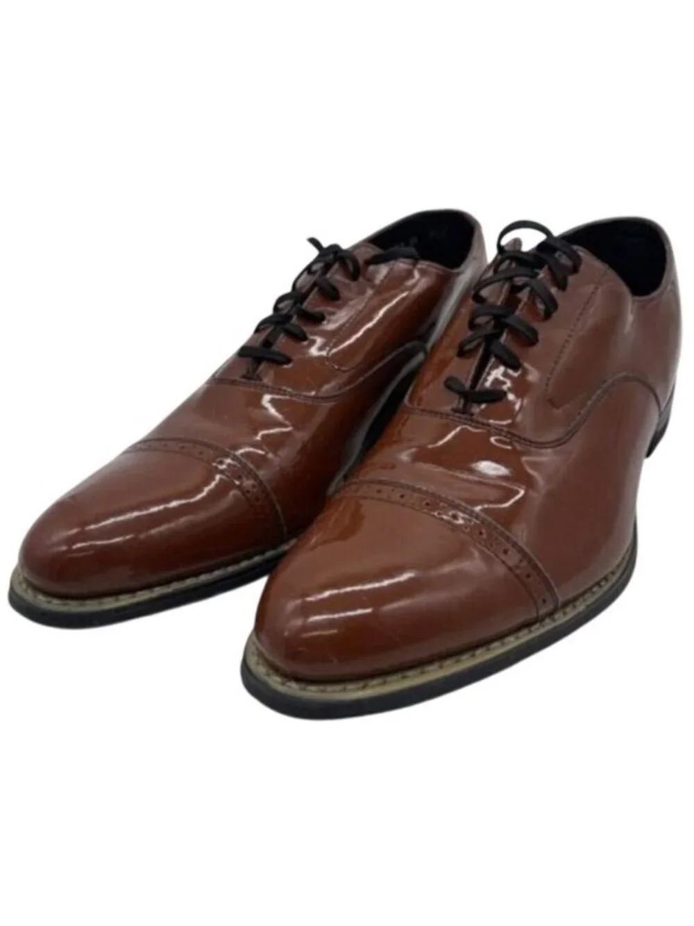 Stacy Adams Brown Patent Italian Leather Loafers Dress Shoes size 10.5